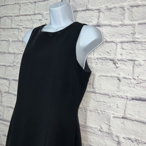 Studio I Womens Dress 8 Black Sleeveless Beaded Neck Back Zip Faux Button Back - Picture 4 of 9